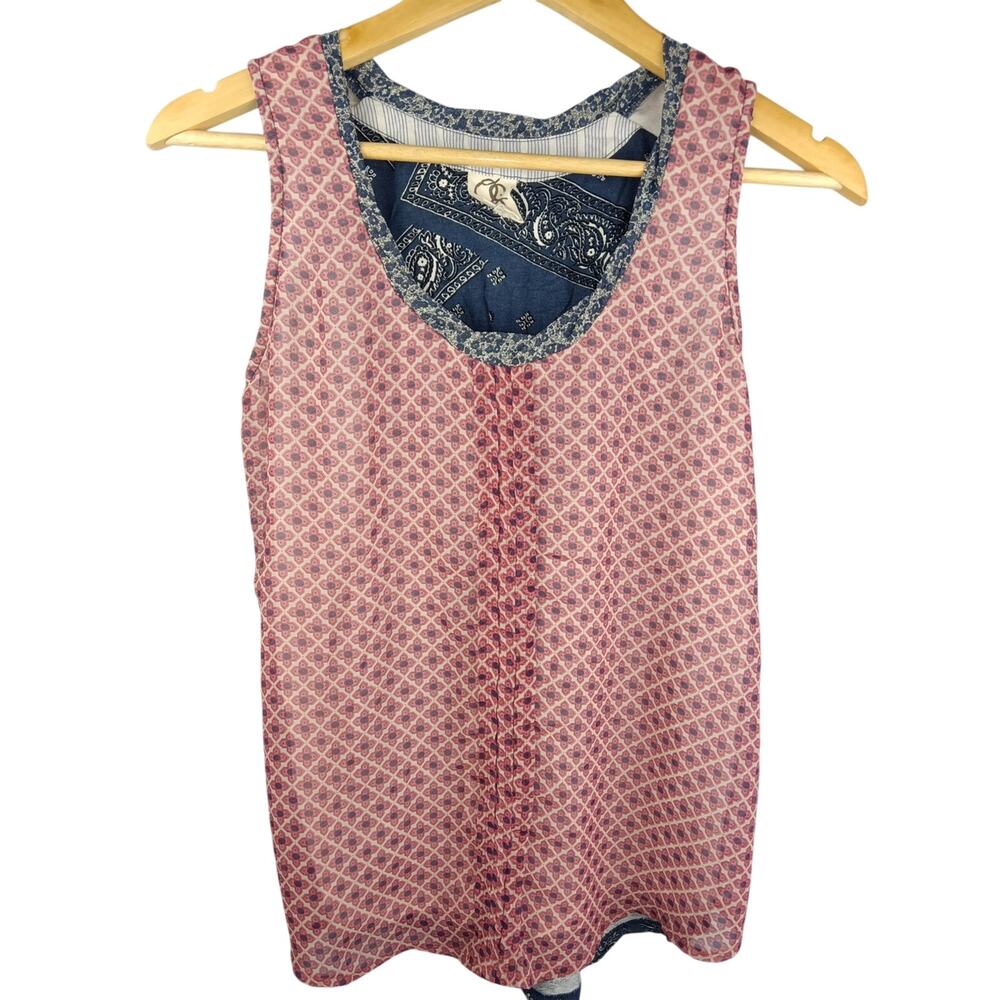 Anthropologie One September Red Navy Bandana Patterned Women's Tank Top